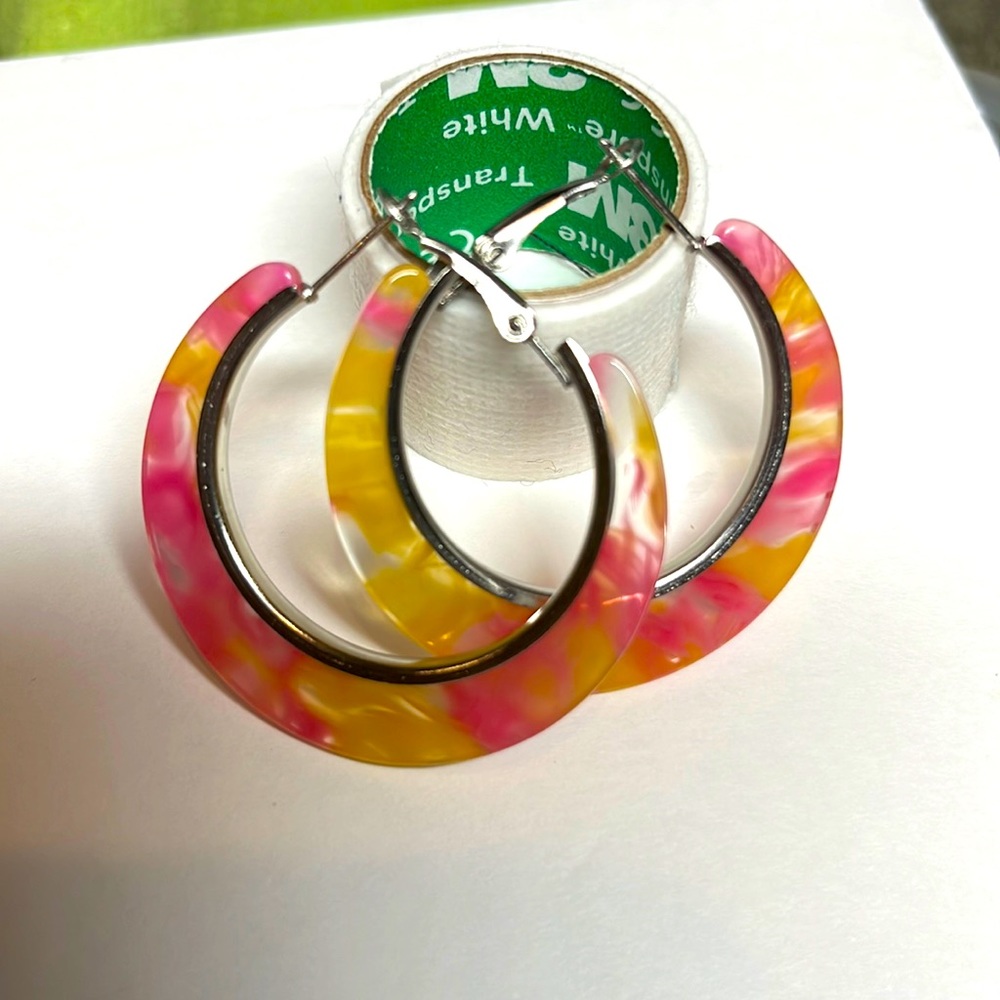 New retro hoop earrings Pink